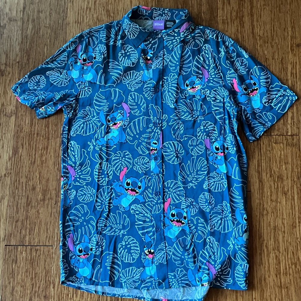 Disney Blue and Pink Stitch Casual Shirt